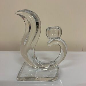 Antique Clear Glass Sculptural Candle Holder - Transparent